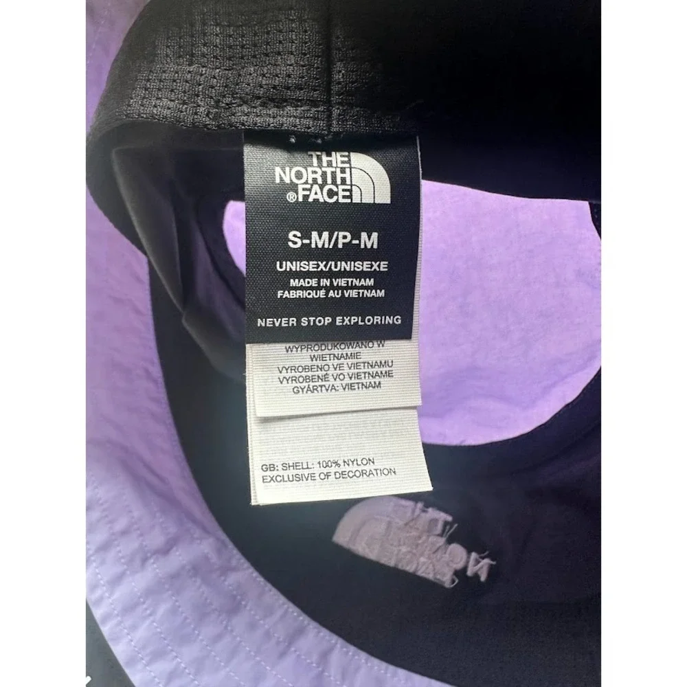 The North Face Bucket Hat Black Purple Logo Nylon Sun Hiking Unisex S/M
